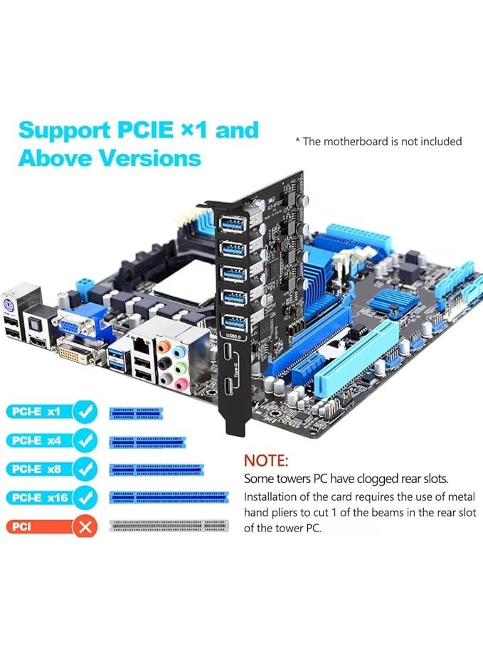 PCI-E to USB 3.0 Expansion Card with 7 Ports – 2 USB-C and 5 USB-A, Internal USB Hub for Desktop PC - Image 5